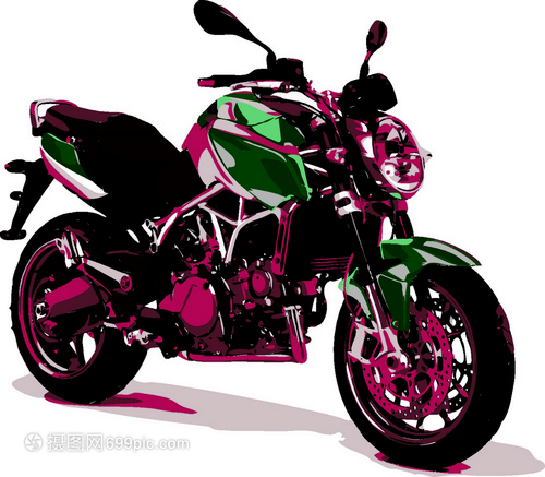 大型卡通摩托车矢量图 创意与风格的趣味融合